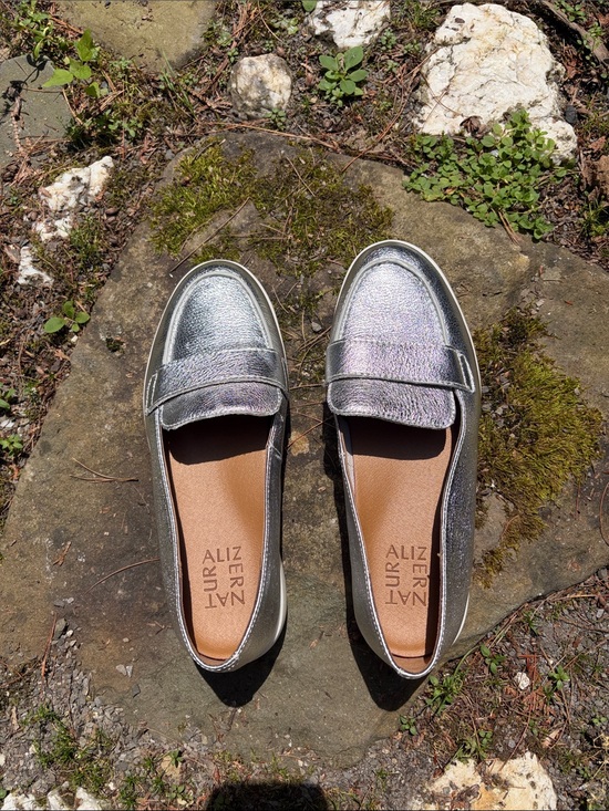 Naturalizer Shoes - Naturalizer Silver Metallic Penny Loafers